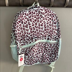 Target Leopard Print Backpack - Burgundy and Mint